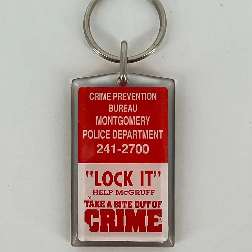 80s McGruff the Cime Dog Take a Bite Out of Crime Key Chain 1980s Vintage
